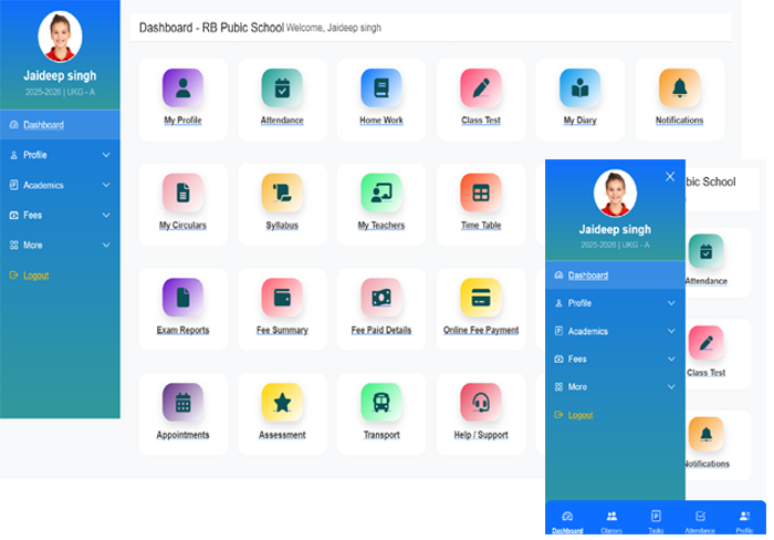 Learnovas School Software Interface Screenshot